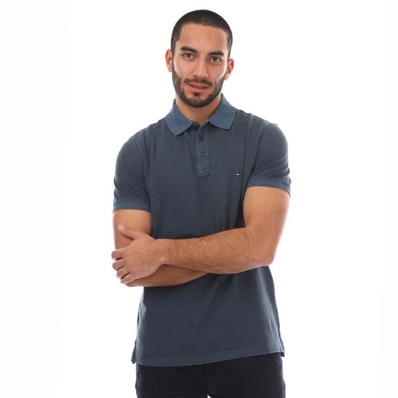 Tommy Hilfiger Mens Garment Dyed Regular Polo Shirt / Dark Blue